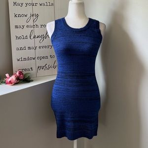 Poof Excellence Marled Blue Tank Sweater Mini Dress